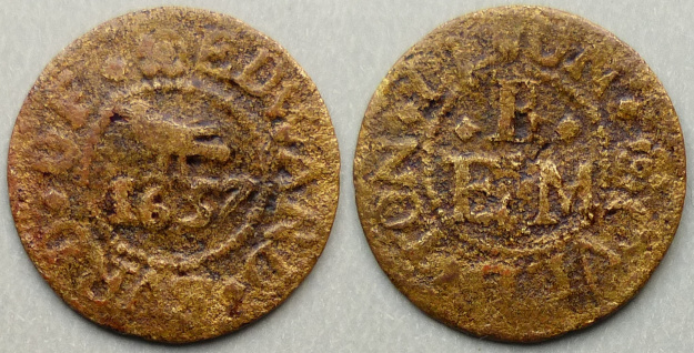 Colyton, Edward Burd 1657 farthing N632 Colyton, Edward Burd 1657 farthing N632